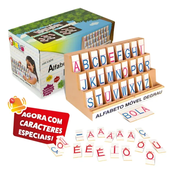 Brinquedo Pedagógico Alfabeto Móvel Degrau 146 Peças Carlu